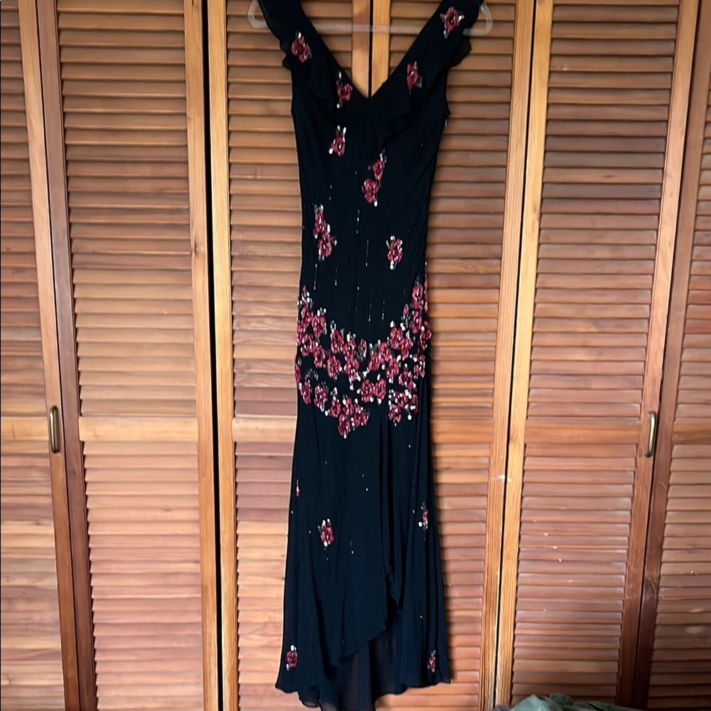 Black and Pink Sleeveless V-Neck Gown for Cocktail